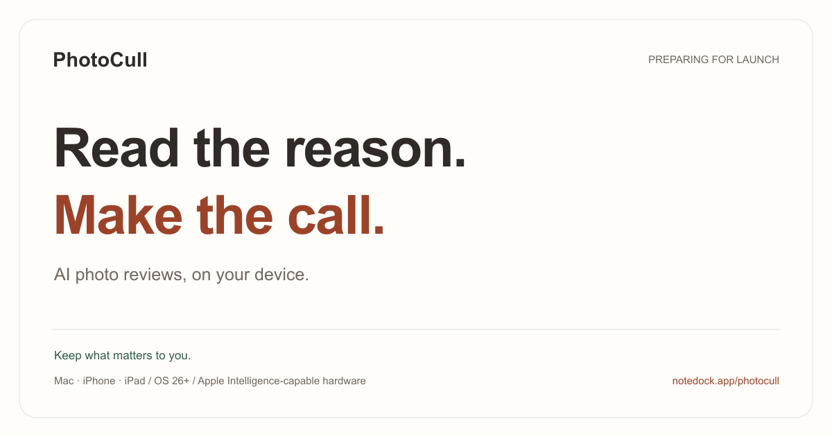 PhotoCull | Read the reason. Make the call.